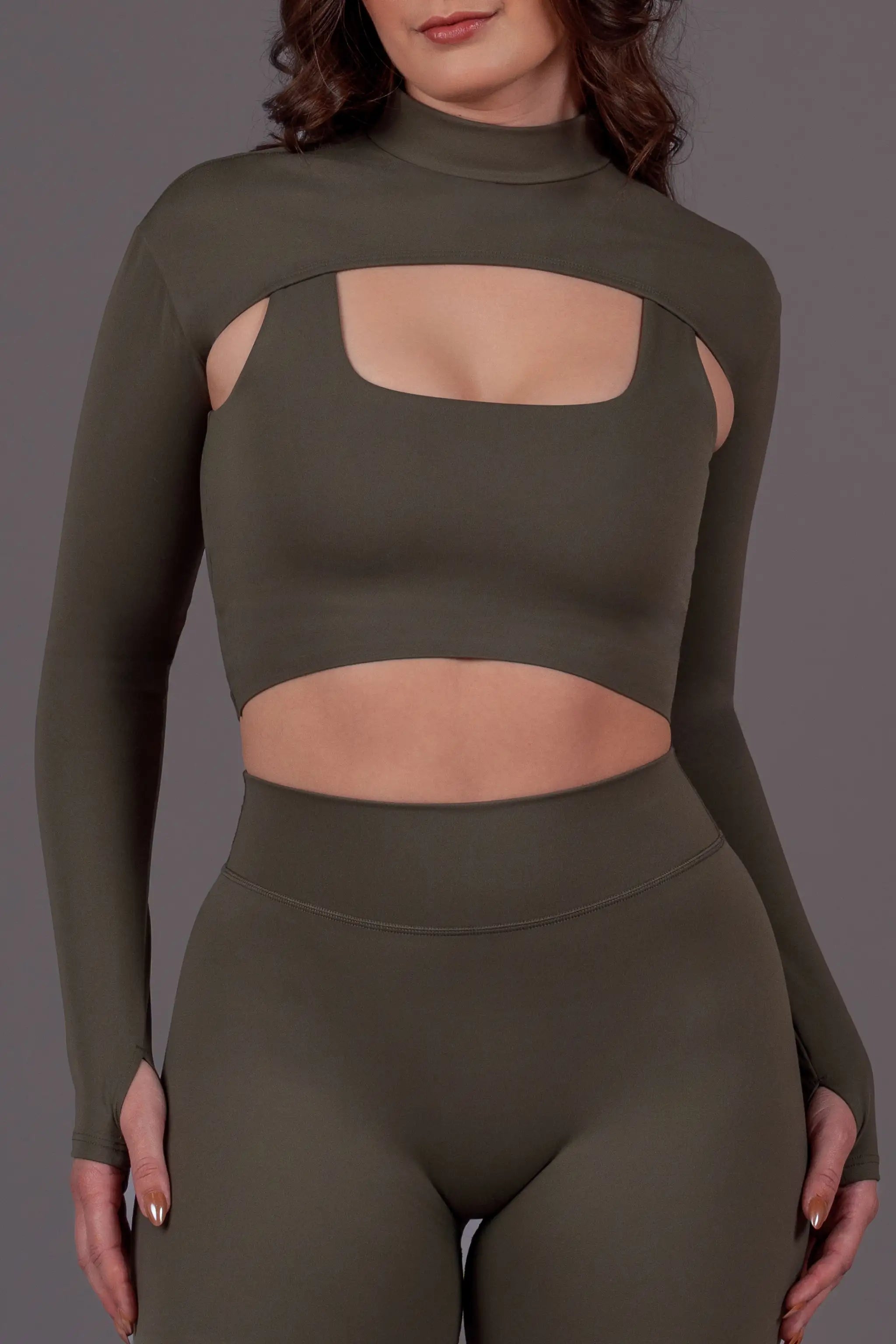Mock Neck Bolero - Sage