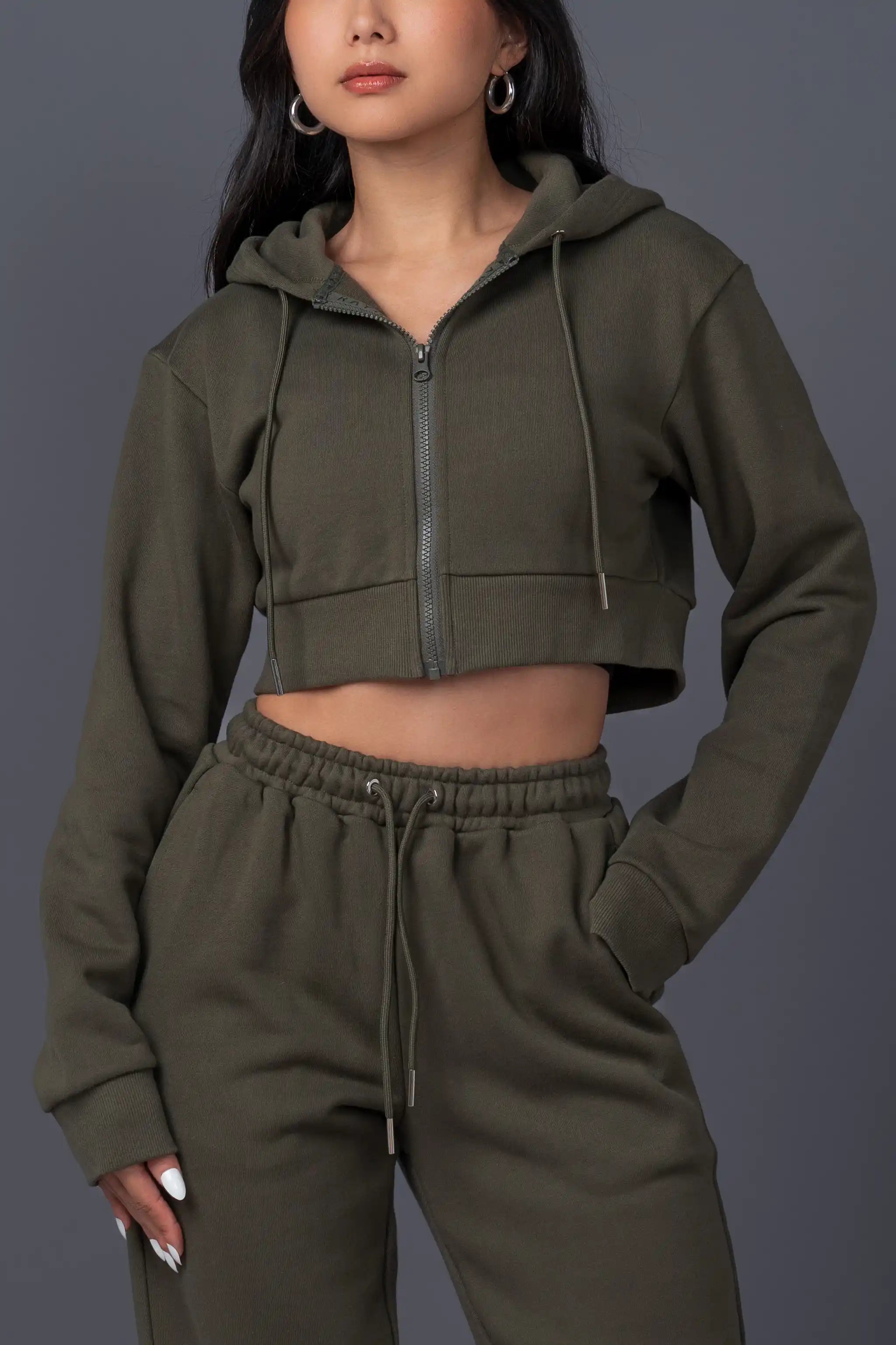 Cropped Zip Hoodie